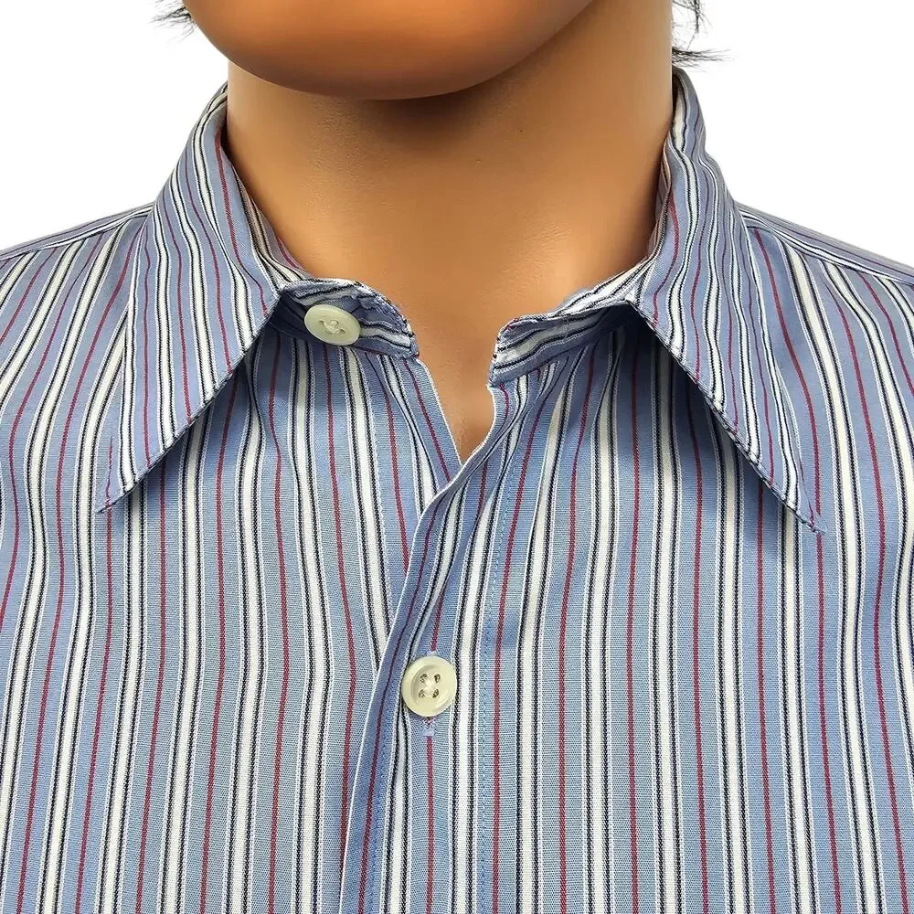 J. Crew Oarsman Label Vintage 90s Dress Shirt Men 16 -35 Blue Red White Striped